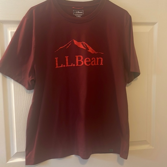 LL Bean Large men’s burgundy grey trimmed tee unisexLNC - Picture 2 of 11